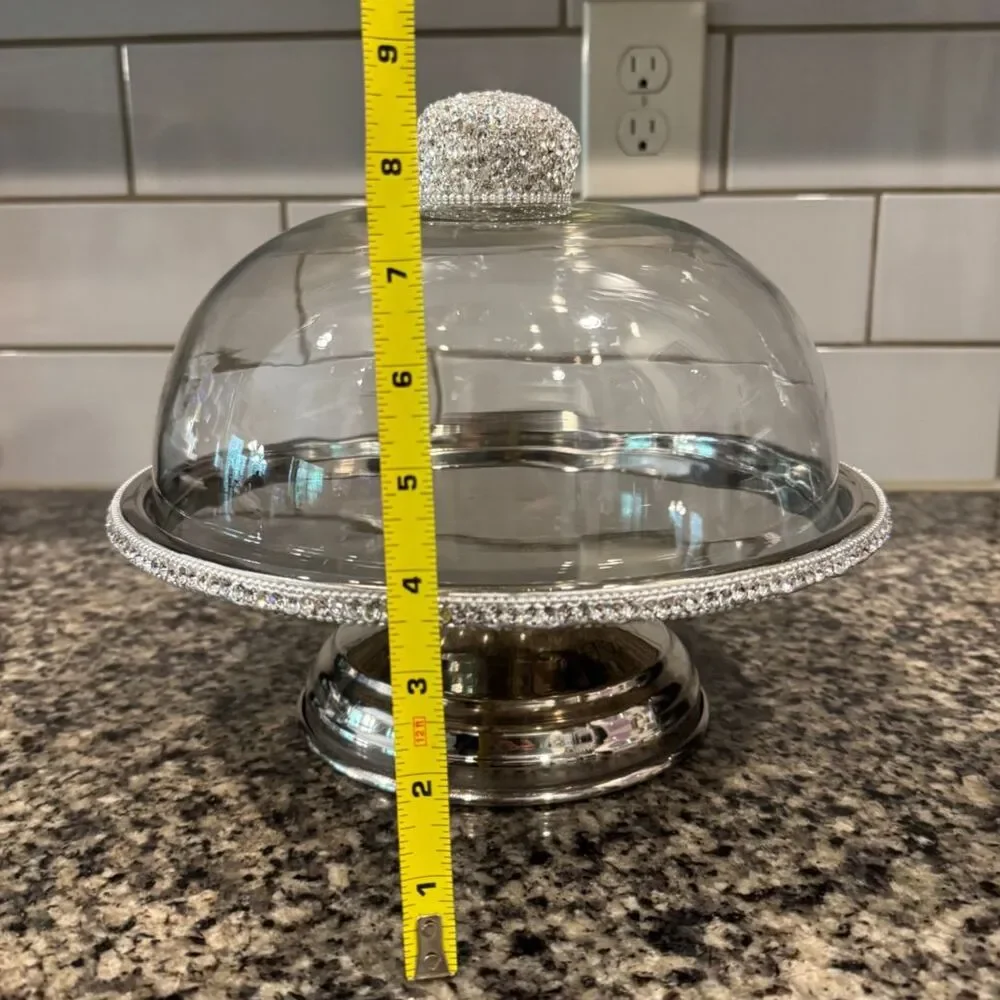 NICOLE MILLER CRYSTAL RHINESTONE CAKE STAND PASTRY KEEPER